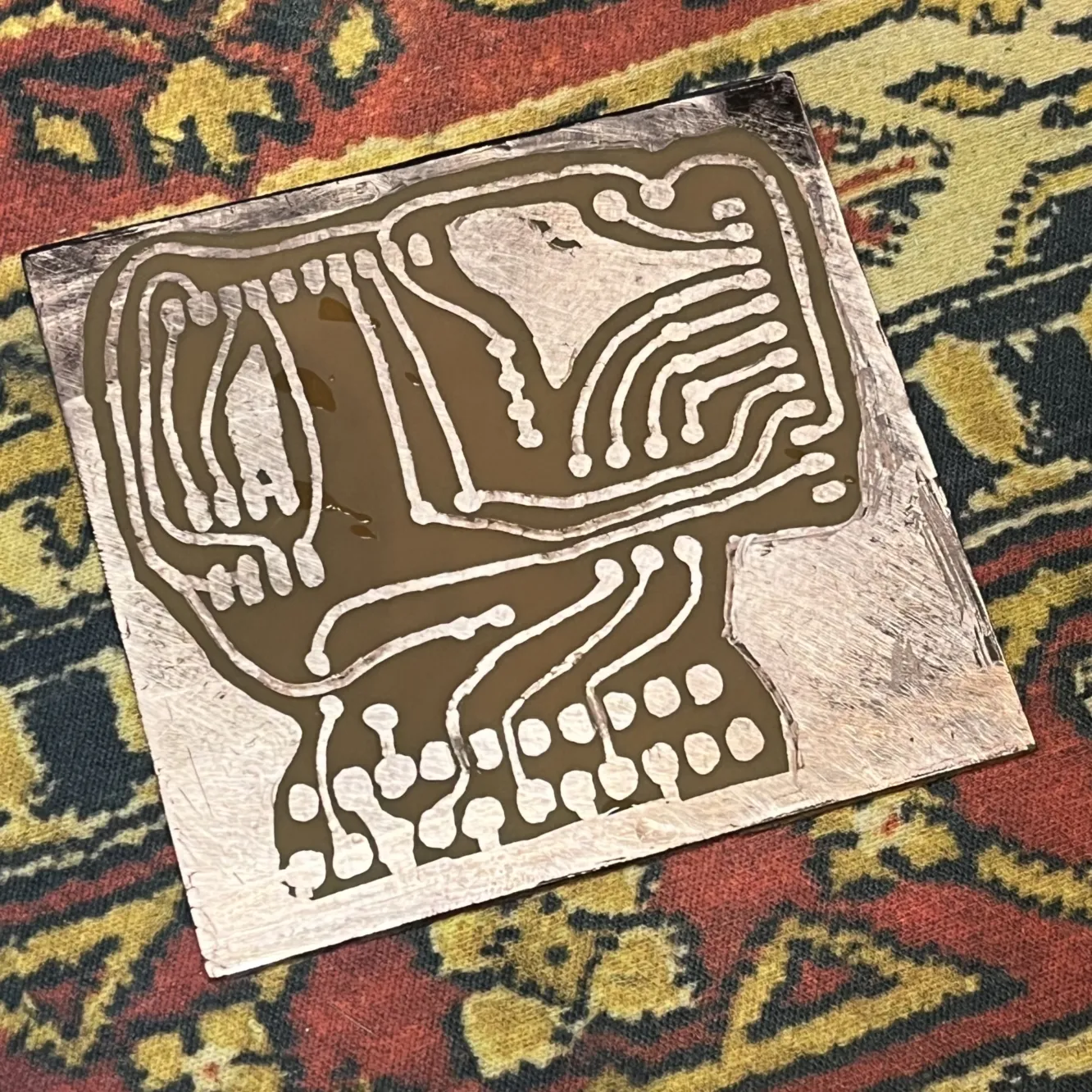 etched hand-drawn circuit board